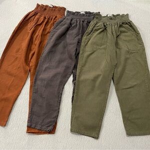 3 Pairs Emme Everyday Transitional Maternity Smocked Linen Pants Sz L